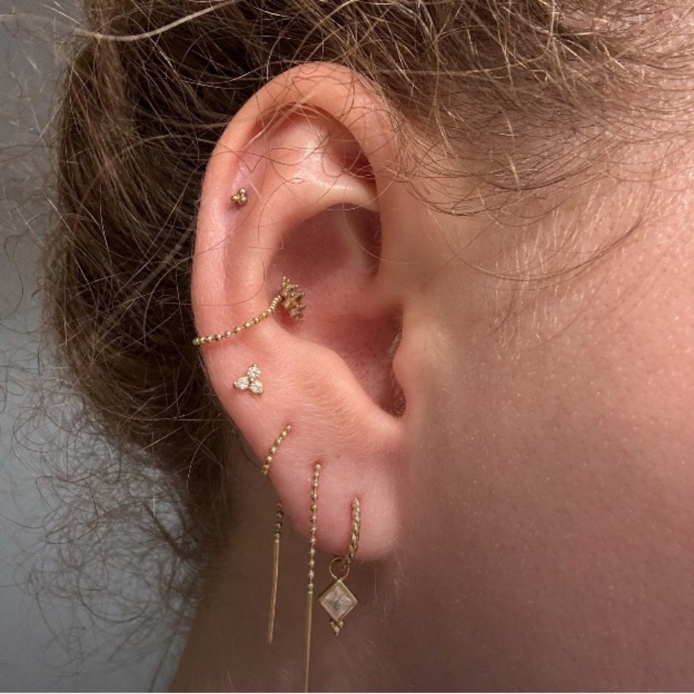 Gorgeous 14k Solid Gold Threader Earrings Minimal… - image 6